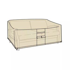Plow & Hearth - Deluxe Outdoor Deep Seat Love Seat Outdoor Furniture Cover, Sand